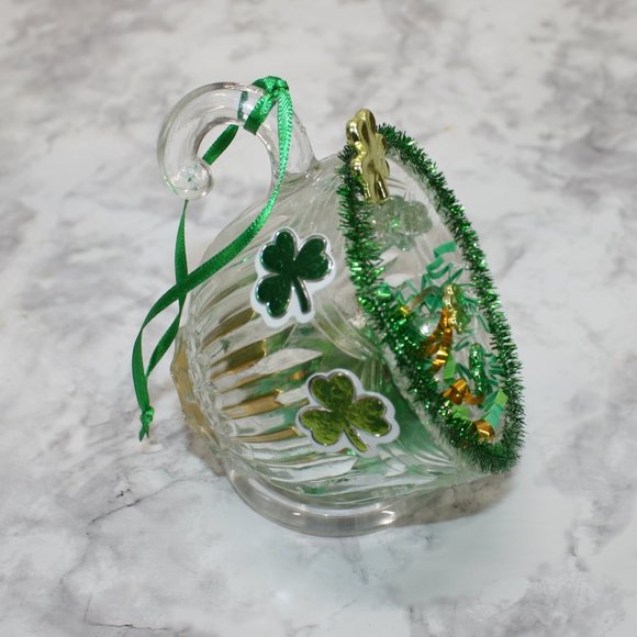 HAND CRAFTED St. Patricks Day Decor Ornament Upcycled Cup Frog Gold Green - Picture 3 of 12